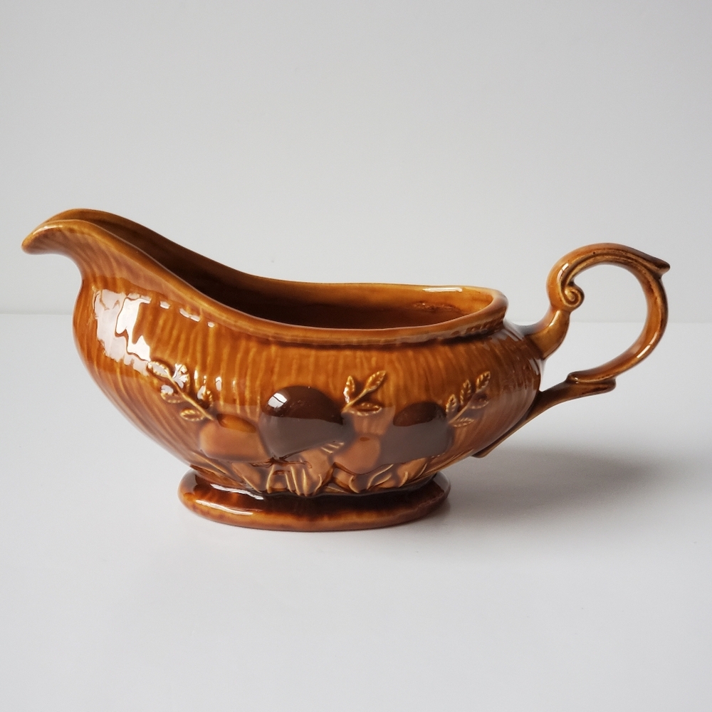 Arnels Mushroom Gravy Boat Brown Colours Vintage Ceramic